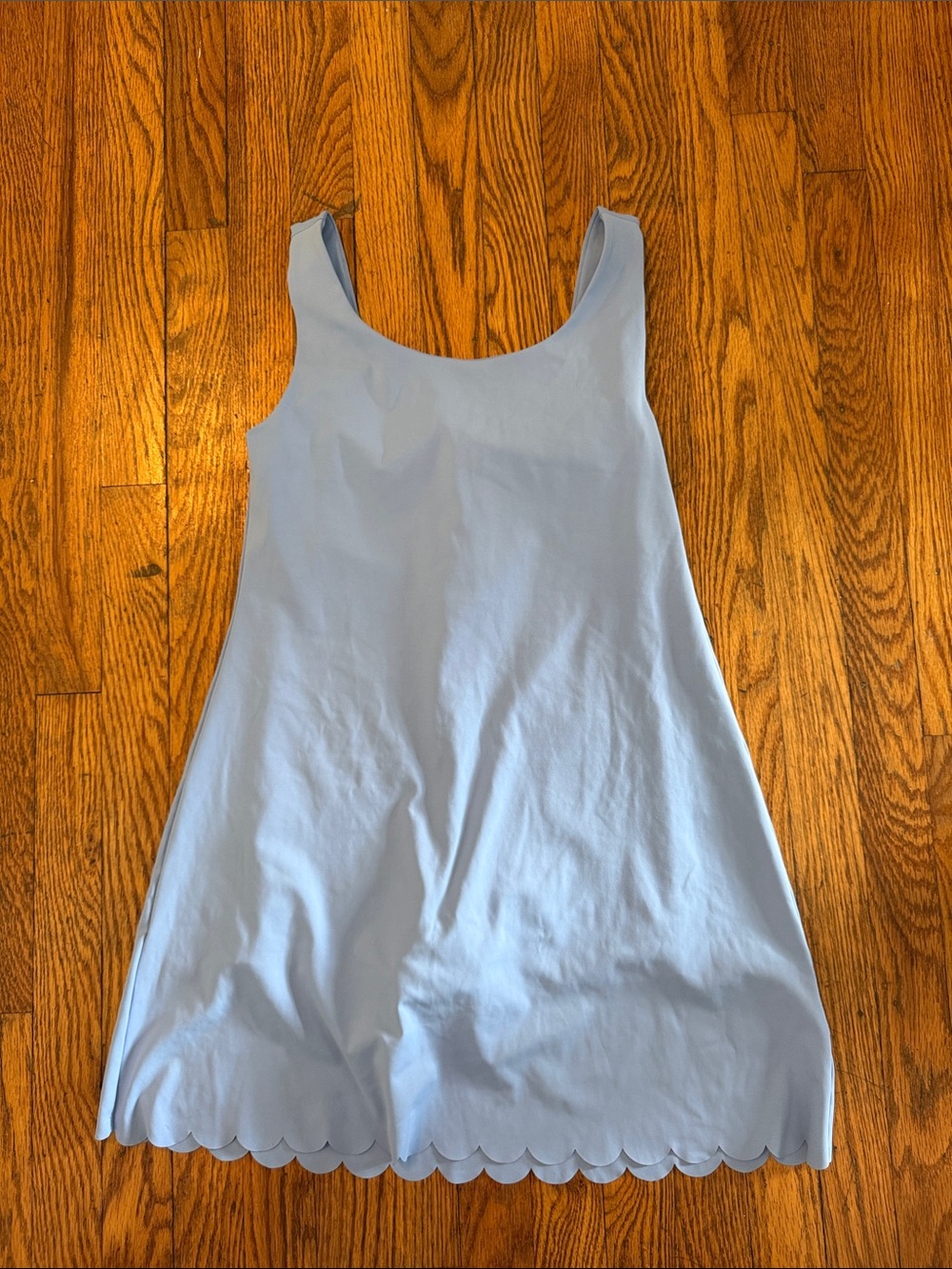 J. Crew Factory Light Blue Scalloped-Hem Slip Dress